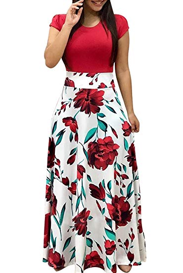 Splicing Color Prom Cocktail Swing Long Maxi - WF Shopping
