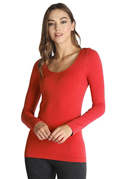 Women Seamless Long Sleeve Scoop Neck Top - WF Shopping