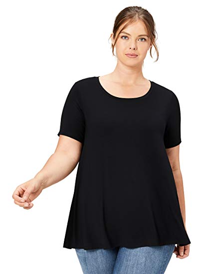 Short-Sleeve Scoop Neck Swing T-Shirt - WF Shopping