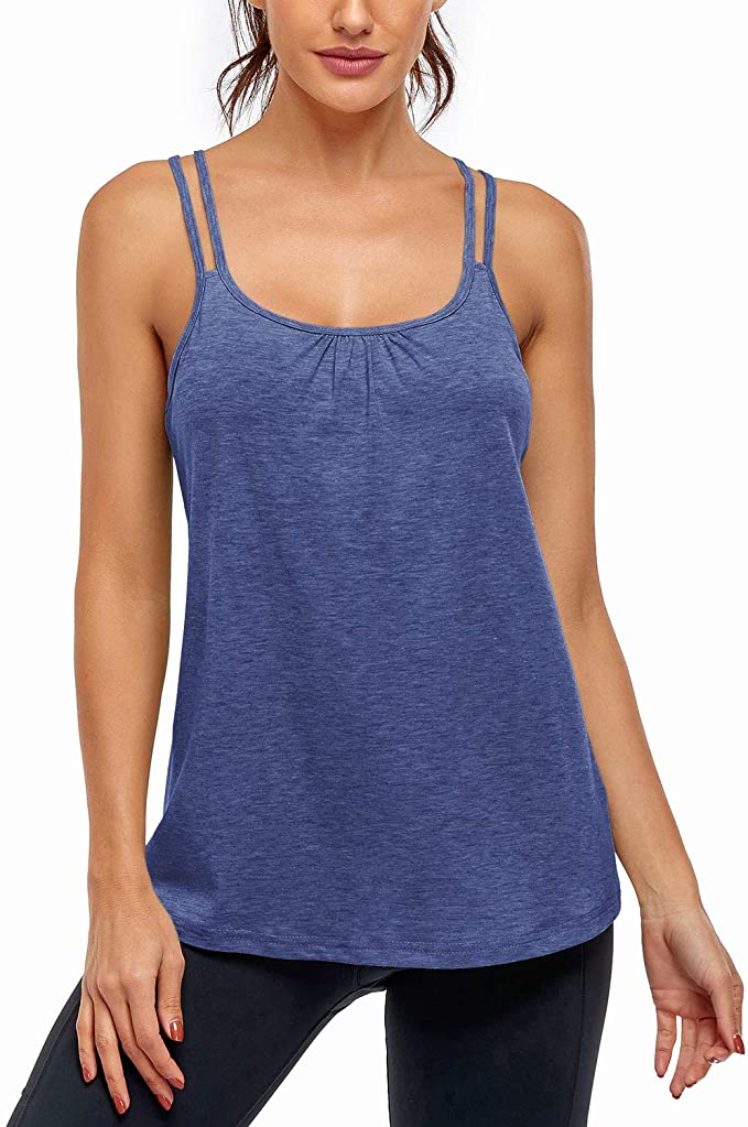Womens Tank Tops with Built in Bras Racerback Yoga Workout Sports - WF  Shopping