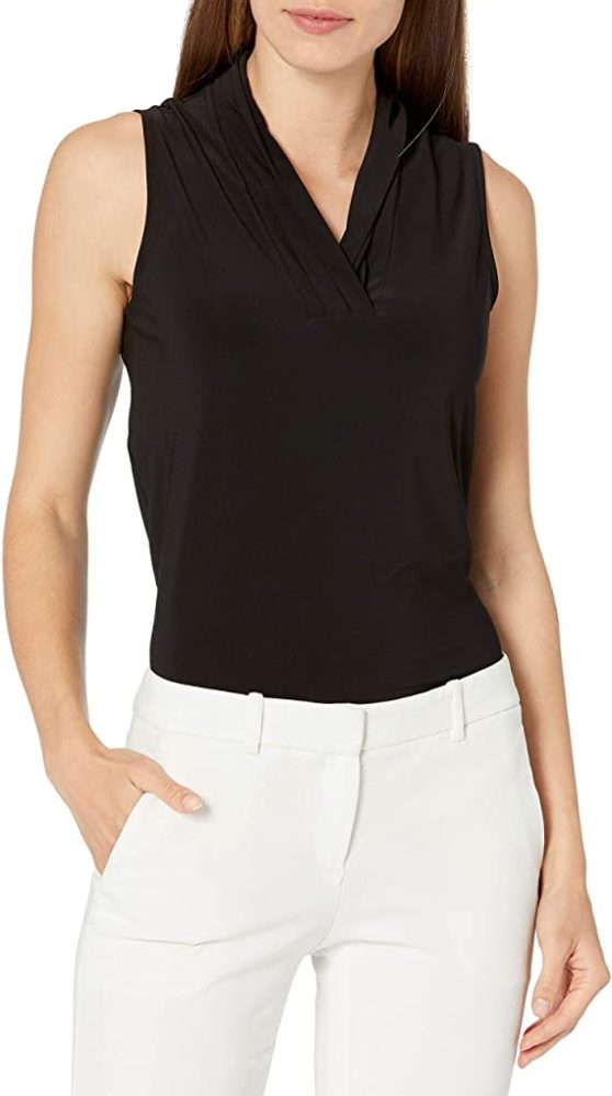 Anne Klein Women's Solid Triple Pleat Top - WF Shopping