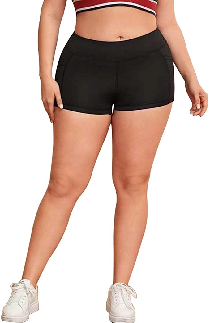 Women's Comfy Plus-Size Athletic Shorts with Side Pockets - WF