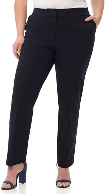 Woman Plus Size Smart Casual Zip Front Pant in 4-Way Stretch - WF Shopping