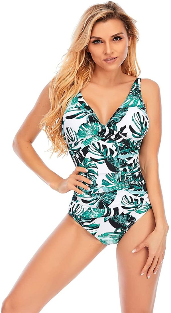 Womens One Piece Swimsuits Tummy Control V Neck Wf Shopping 