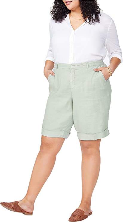 Nydj Womens Plus Size Bermuda Stretch Linen Shorts Wf Shopping