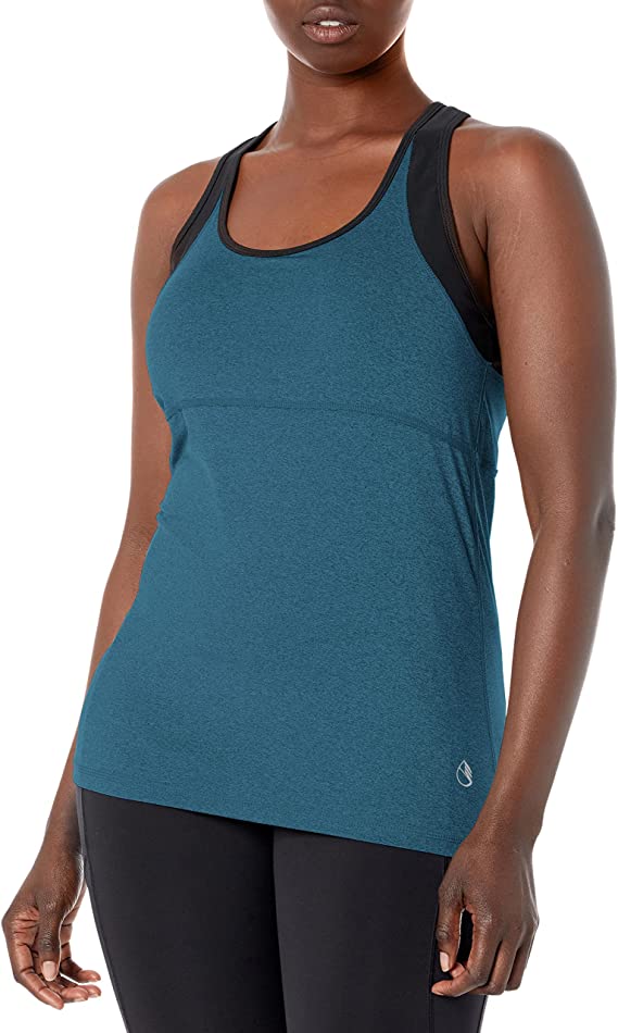 icyzone Women's Activewear Workout Yoga Spaghetti Strap Racerback Tank Top  with Built in Bra