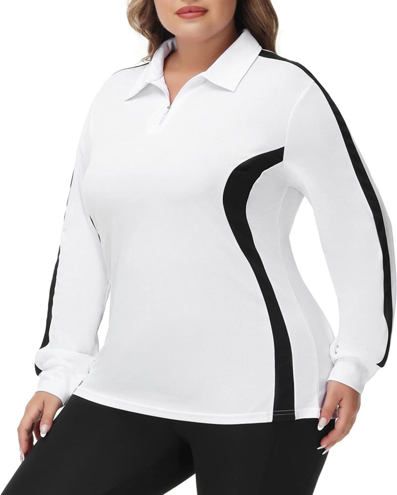 Women S Plus Size Long Sleeve Golf Polo Shirts Lightweight Dry Fit Wf Shopping