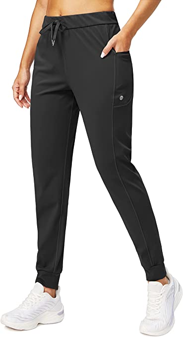 Women's Joggers Pants with Zipper Pockets Stretch Tapered Athletic - WF ...