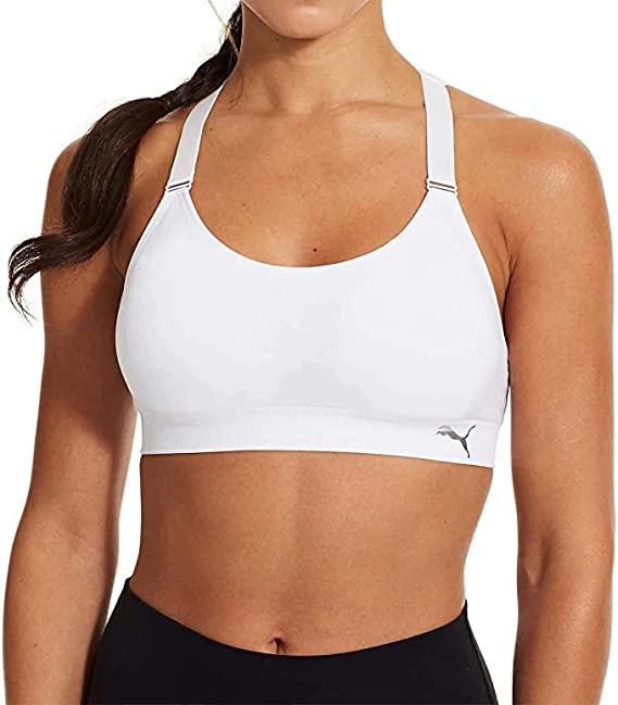 PUMA Womens Removable Cups Racerback Sports Bra 2 Pack Pink/White