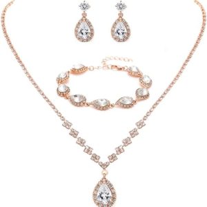 Unicra Bride Crystal Necklace Earrings Set