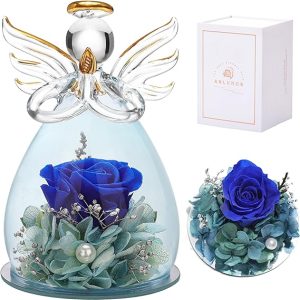 ANLUNOB Preserved Flowers Real Rose Gifts for Sisters Angels Figurines Mothers Day Flowers