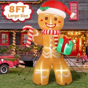 AerWo 8ft Christmas Inflatable Gingerbread Man, Christmas Blow Up Yard Decorations