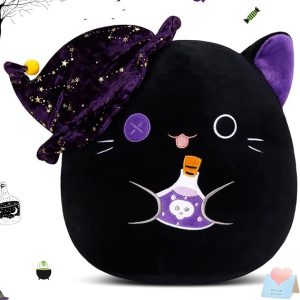 Athoinsu Halloween 2024 Black Witch Cat Plush Pillow Toy