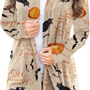 BOUTIKOME Women's Halloween Cat Pumpkin Cardigan Long Sleeve