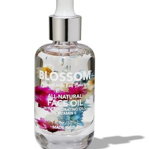 Blossom Unscented All Natural, Vegan, Cruelty Free Face Oil with Vitamin E, Infused with Real Flowers