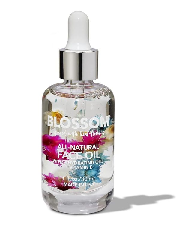 Blossom Unscented All Natural, Vegan, Cruelty Free Face Oil with Vitamin E, Infused with Real Flowers