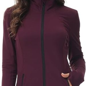 COZZIPLUS Women Zip up Athletic Running Jacket Lightweight Workout Yoga Top with Thumb Holes and Pocket