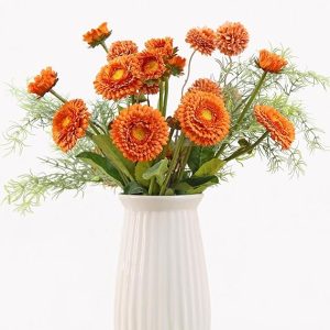 Fall Flowers Artificial Daisy Flowers Daisies and Pompon Mum Chrysanthemum Bouquet with Rosemary Sprigs for Fake Fall Florals