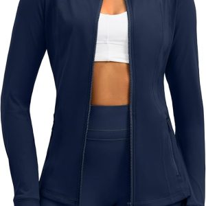 G Gradual Women's Zip Up Workout Jackets with Pockets Slim Fit Cottony Soft Jacket for Running Athletic Yoga