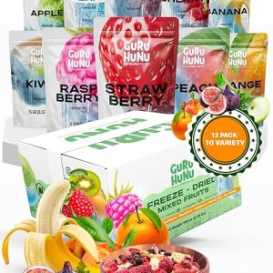 GURU HUNU Freeze Dried Fruit Mix 12 Individual Packs Healthy Fruit Snacks