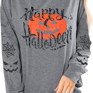 Happy Halloween T-Shirt Pumpkin Face Shirt Womens