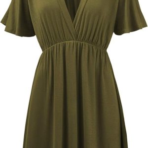 Lock and Love Womens Short Sleeve Kimono Style Deep V Neck Casual Summer Dress S-3XL Plus Size