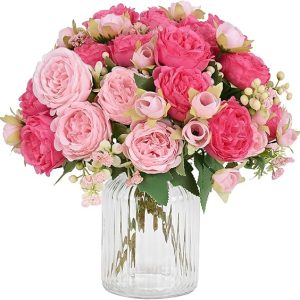 MARTINE MALL 2 Packs Peonies Artificial Flowers, Mixed Pink Artificial Peonies