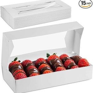 MT Products Long Bakery Boxes - Chocolate Covered Strawberry Boxes 12.5" x 5.5" x 2.25" - (Pack of 15) (Strawberries Not Included)