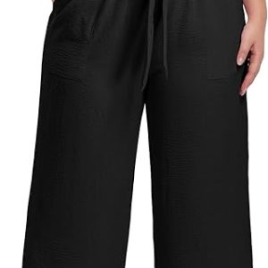 OLRIK Women's Casual Plus Size Pants High Waisted Self-tie