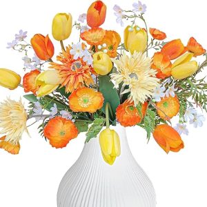 Premium Silk Flower Arrangements, Yellow & Orange Fake Artificial