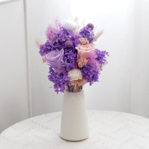 Preserved Flowers Bouquet - Purple Forever Flowers with Eternal Roses & Purple