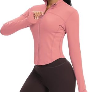 QUEENIEKE Womens Athletic Workout Jackets Cottony-Soft Full Zip Slim Fit Running Jacket 0703