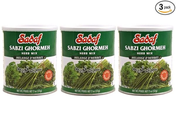 Sadaf Ghormeh-Sabzi Herb Mixture 3x 2 oz - Persian groceries- Kosher - 2 Ounce Can (Pack of 3)