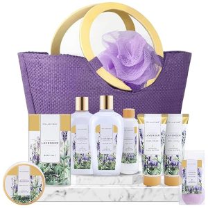 Spa Luxetique Gift Baskets for Women, Spa Gifts for Women-10pcs Lavender Gift Sets with Body Lotion