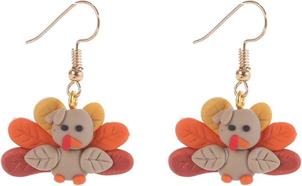 Thanksgiving Fall Earrings Creative Sweet Clay Style Pumpkin Pie Candy Dangle Earrings