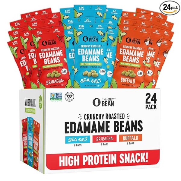 The Only Bean Crunchy Roasted Edamame - Healthy Snacks for Adults and Kids