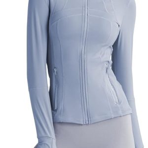 Women's Slim Fit Workout Jacket Full Zip Lightweight Cardio Athletic Jacket with Zip Pocket