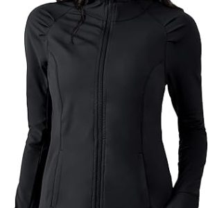 Yogalicious Lightweight Full-Zip Hooded Workout Jacket with Thumbholes