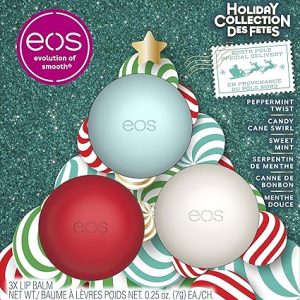 eos Holiday Lip Balm Gift Set- Peppermint Twist, Candy Cane Swirl & Sweet Mint