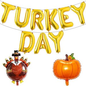 11Pcs Happy Turkey Day Balloons Kit,Autumn Pumpkin Turkey Fall Balloons for Thanksgiving Day Harvest Fall Theme Party Decorations