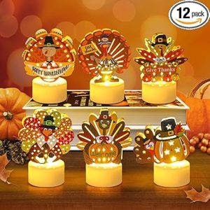 12 PCS Turkey Tea Lights Candles Battery Operated Thanksgiving LED Flameless Tealight Candles