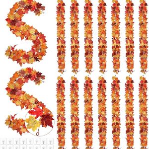 16 Pieces Fall Leaves Maple Garland 5.8ft/pc Fall Decor Artificial Foliage Garland Fall