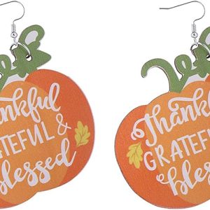 2022 Thanksgiving Fall Earrings Creative Sweet Pumpkin Turkey Dangle Wooden Earrings