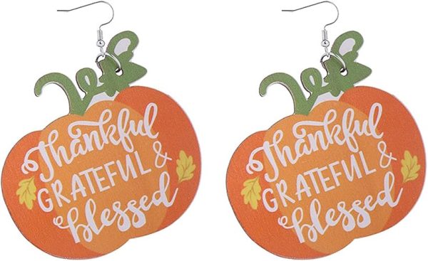 2022 Thanksgiving Fall Earrings Creative Sweet Pumpkin Turkey Dangle Wooden Earrings