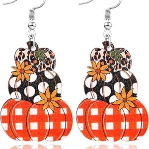 2024 Fall Thanksgiving Earrings for Women Statement Maple Leaf Pumpkin Hens Turkey Dangle Earrings