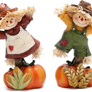 Hodao Collectible Thanksgiving Pumpkin Scarecrow Figurines Harvest Scarecrow Decoration Fall Decorations