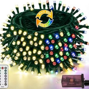 82FT 200 LED Color Changing Christmas String Lights with Remote & Timer & Memory Function, 8 Lighting