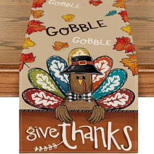 Artoid Mode Turkey Give Thanks Thanksgiving Table Runner