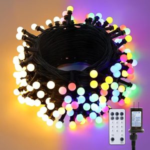 BrizLabs Christmas Lights, 98FT 300 LED Color Changing String Lights,11 Modes Warm White & Colored Christmas