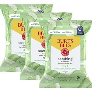 Burt's Bees Stocking Stuffers, Aloe Vera Face Wipes, for Sensitive Skin, Soothing Makeup Remover